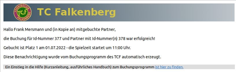 Buchungsbestätigung